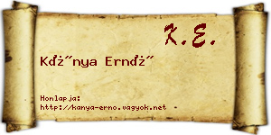 Kánya Ernő névjegykártya